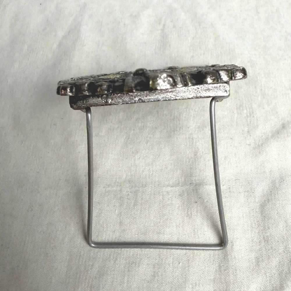 VTG Set of 2 Mini Victorian Style Silver Tone Easel Frames Oval Cherub Floral
